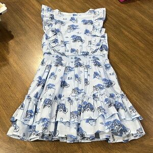 Janie and Jack Size 7 Disney Cinderella Dress Blue Ruffle Castle Horse Carriage